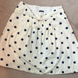 J. Crew Cream and Navy Polka Dot A-Line Skirt